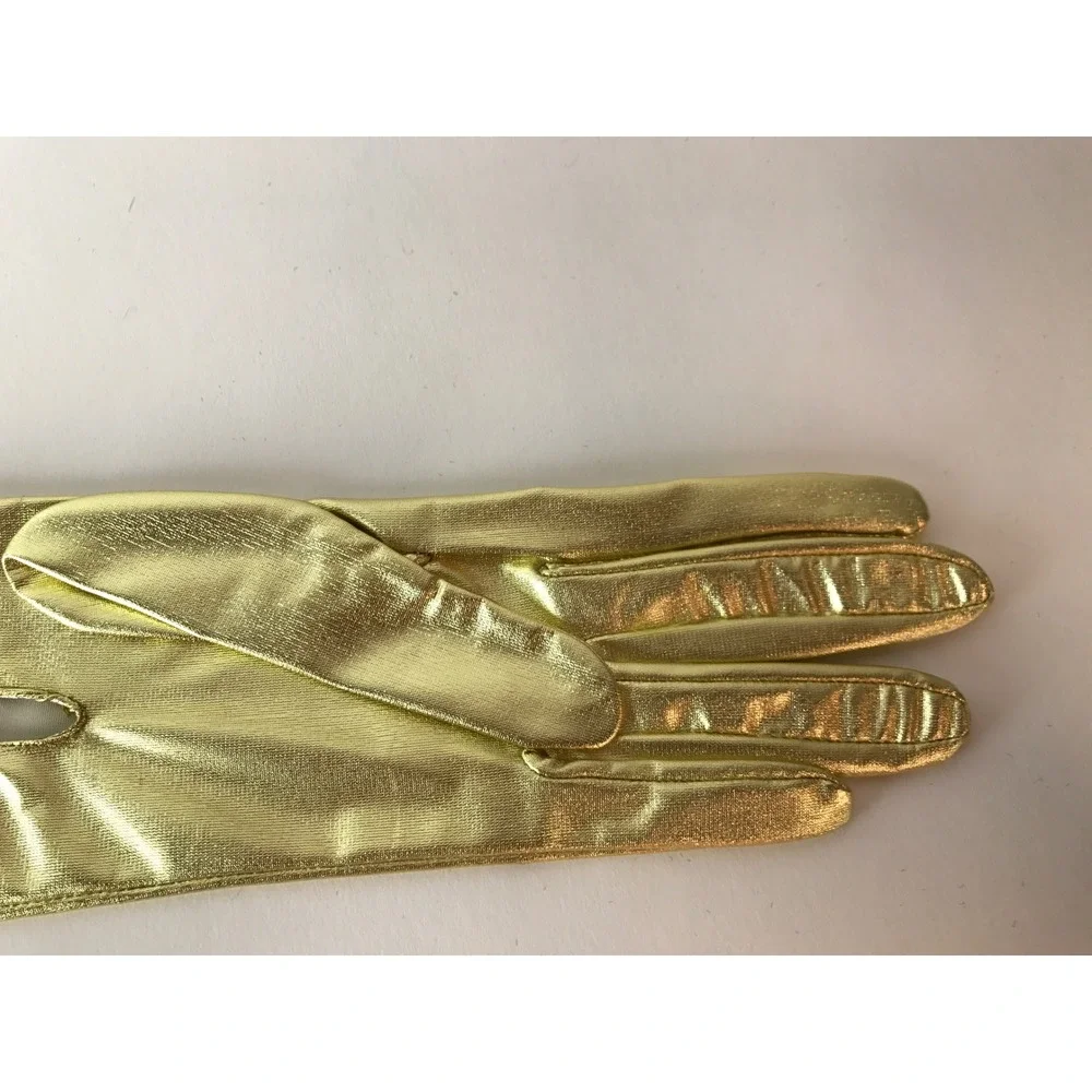Vintage 1950s Miss Aris Gold Metallic Opera Gloves Deadstock Burlesque 20 Inch
